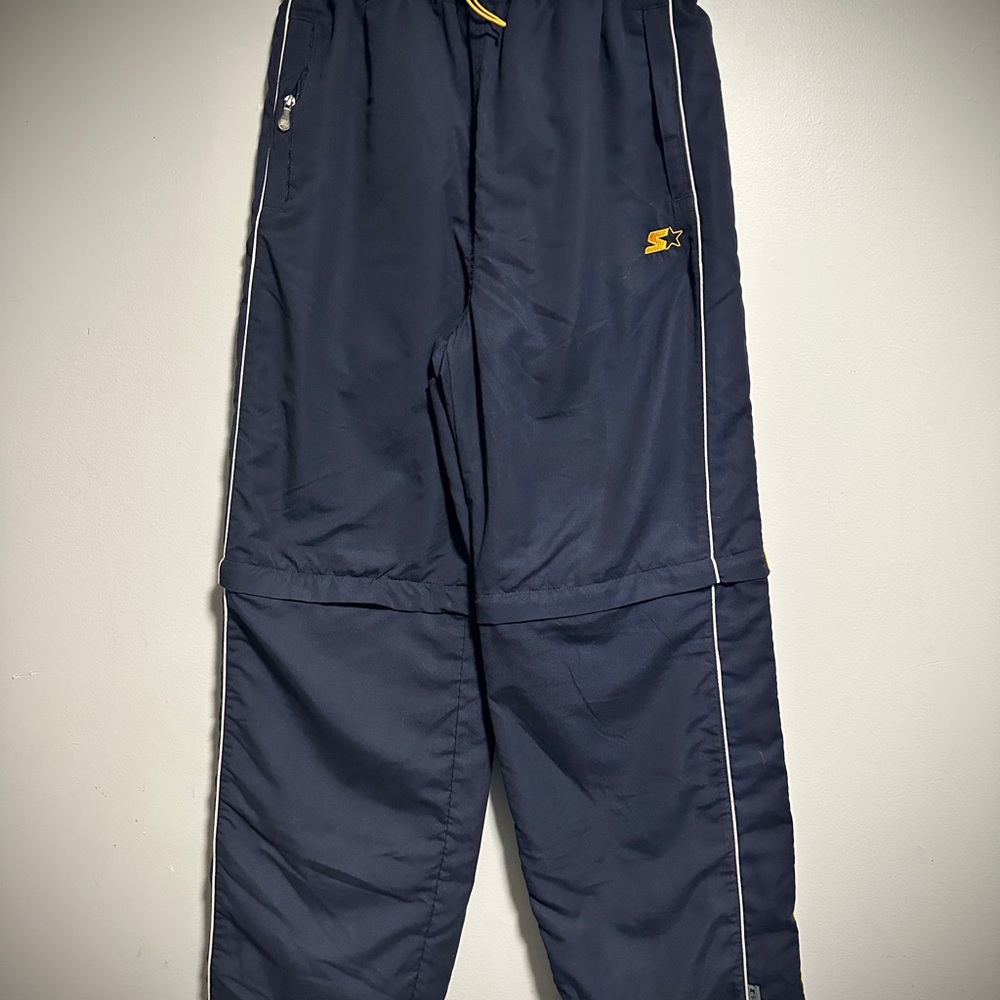 Vintage STARTER Men's Navy Joggers with Yellow Detail🔥